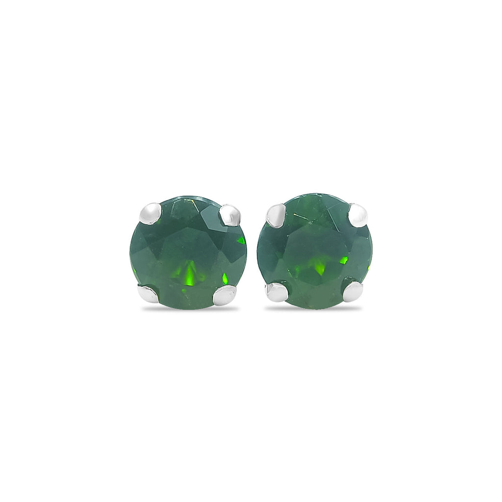 Starborn Chrome Diopside Faceted Round Post Earrings in Sterling Silver
