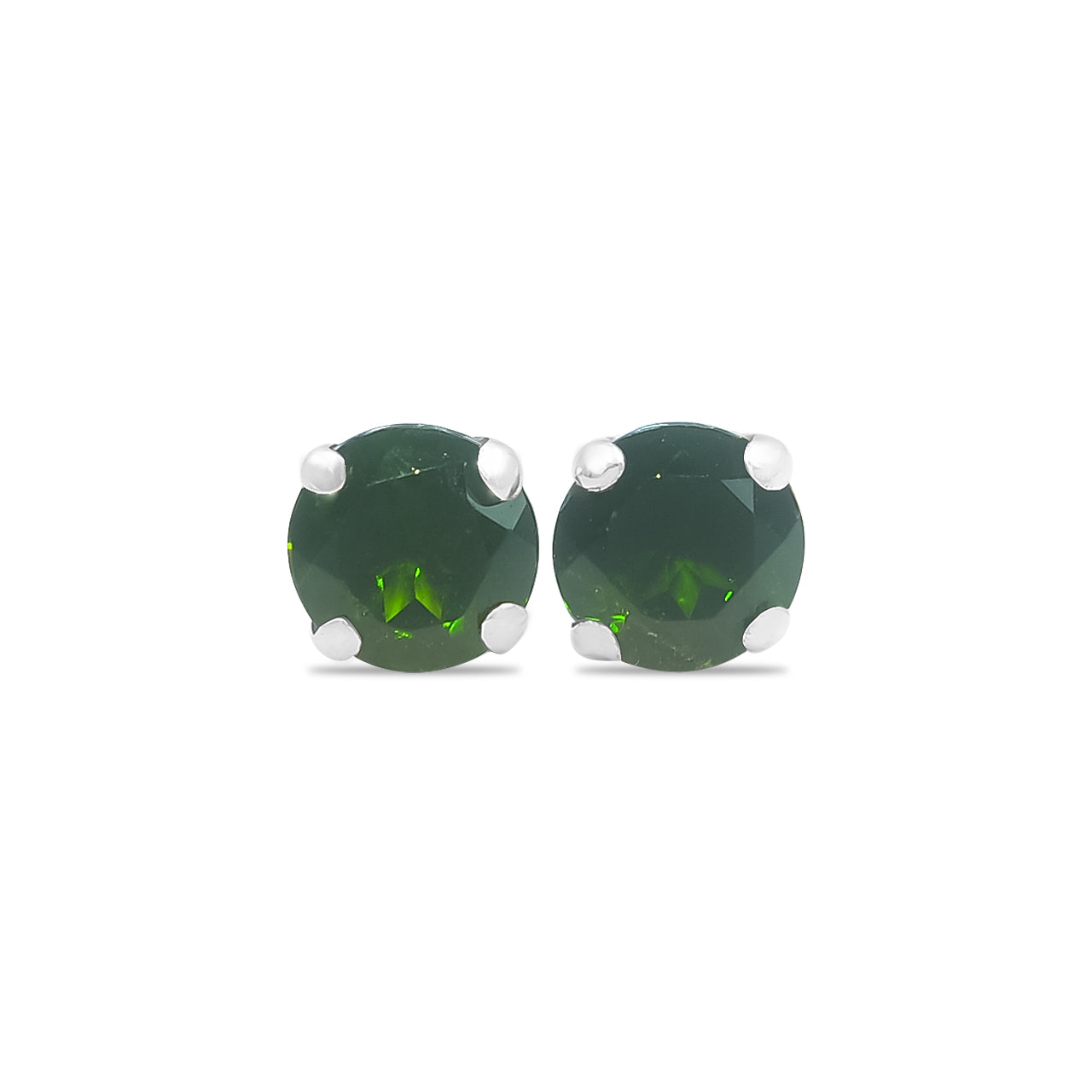 Starborn Chrome Diopside Faceted Round Post Earrings in Sterling Silver
