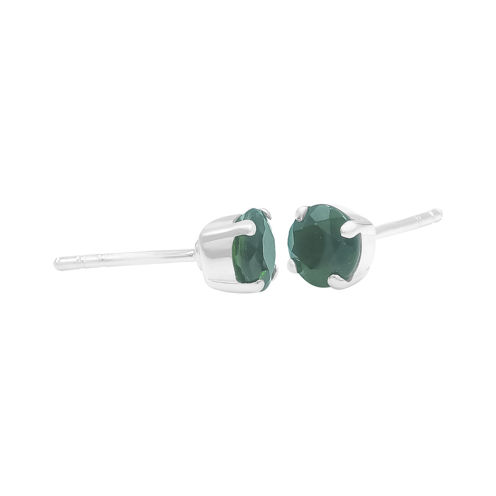 Starborn Chrome Diopside Faceted Round Post Earrings in Sterling Silver