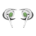 Starborn Faceted Oval Gemstone Post Earrings with Hammered Crescent Moon Accent in Sterling Silver