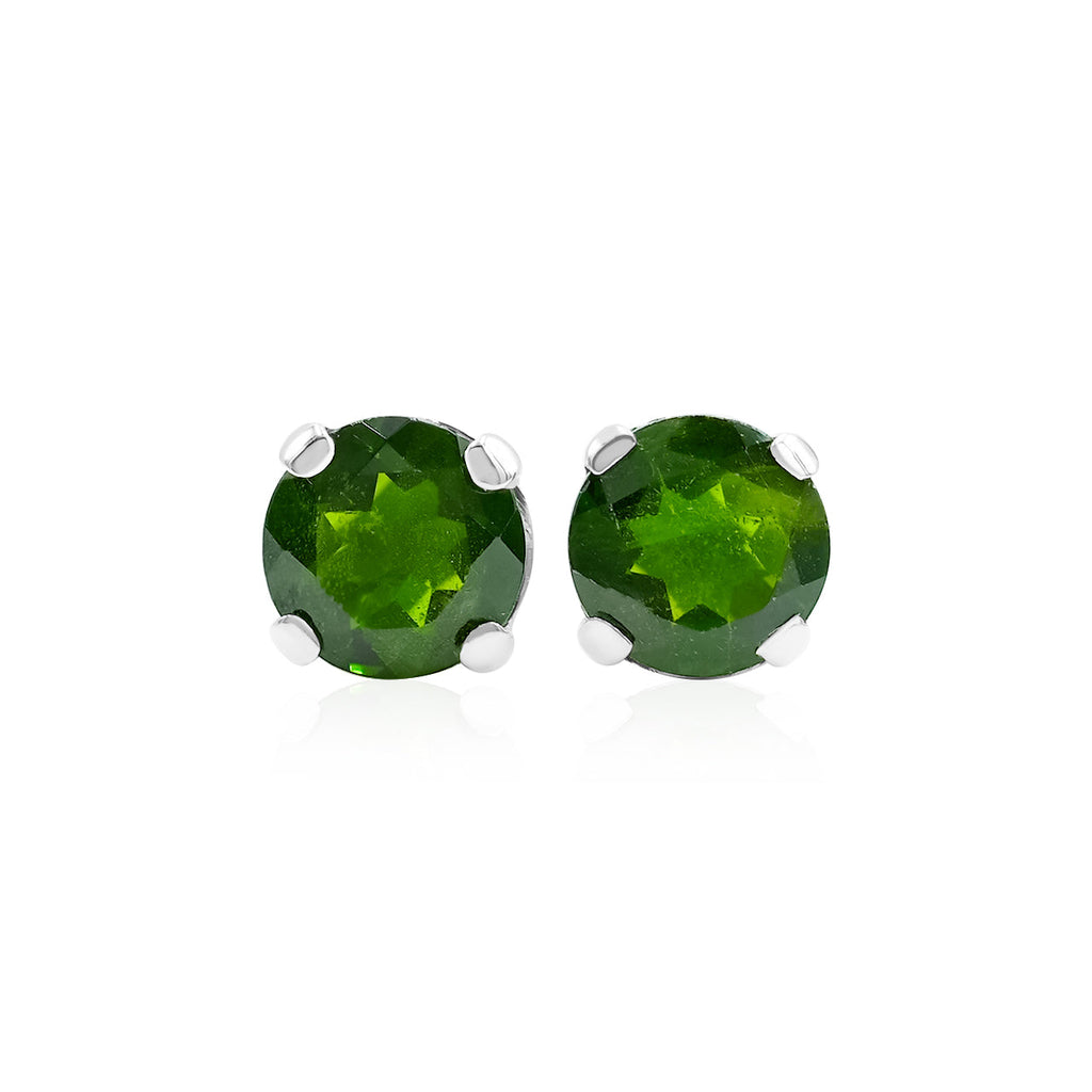 Starborn Chrome Diopside Faceted Round Post Earrings in Sterling Silver
