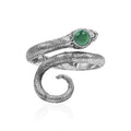 Starborn Coiled Snake Ring with Faceted Chrome Diopside in Sterling Silver