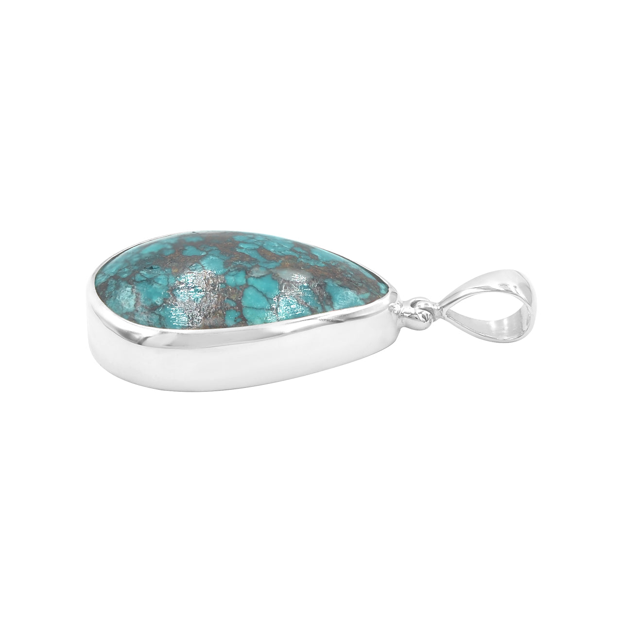 Starborn Chrysocolla Pear Pendant in Sterling Silver