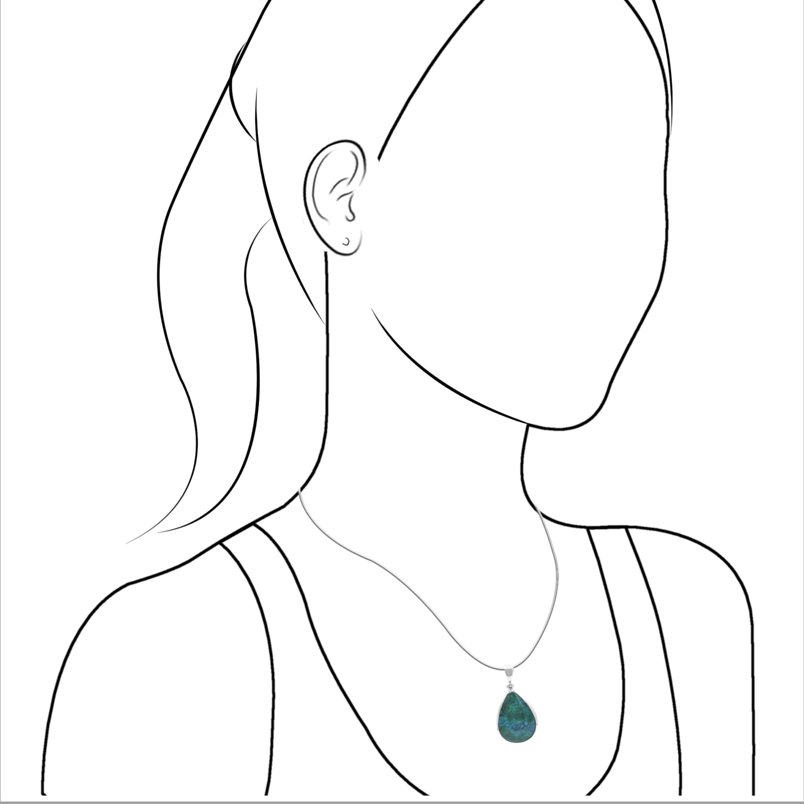 Starborn Chrysocolla Pear Pendant in Sterling Silver