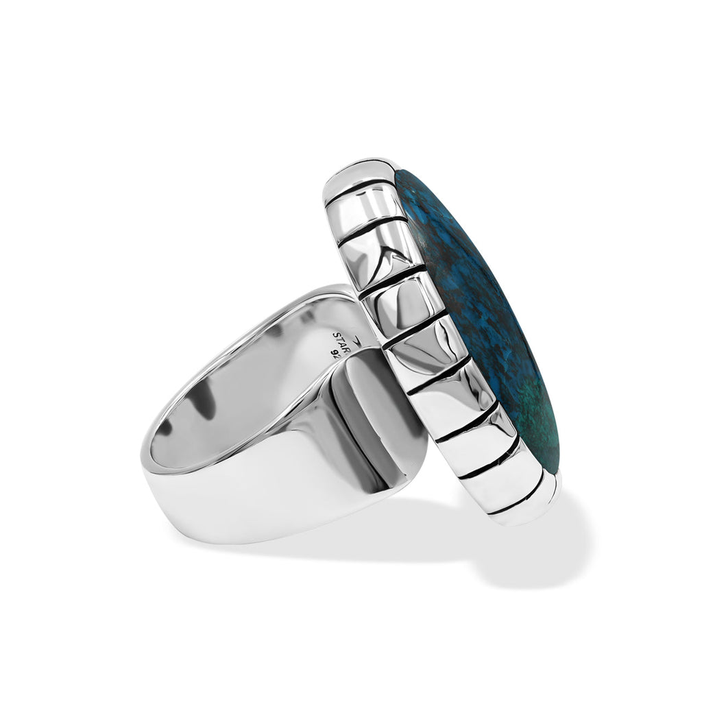 Starborn Chile Chrysocolla Striped Bezel Ring in Sterling Silver