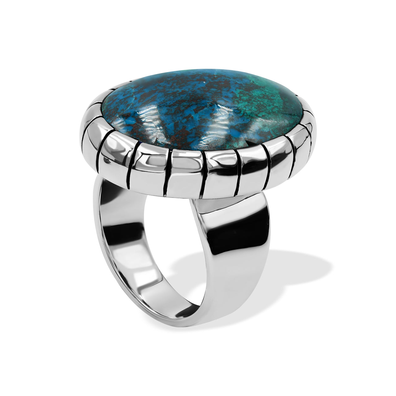 Starborn Chile Chrysocolla Striped Bezel Ring in Sterling Silver