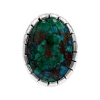 Starborn Chrysocolla Striped Bezel Ring with Bali Design Shank in Sterling Silver