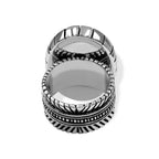 Starborn Chrysocolla Striped Bezel Ring with Bali Design Shank in Sterling Silver