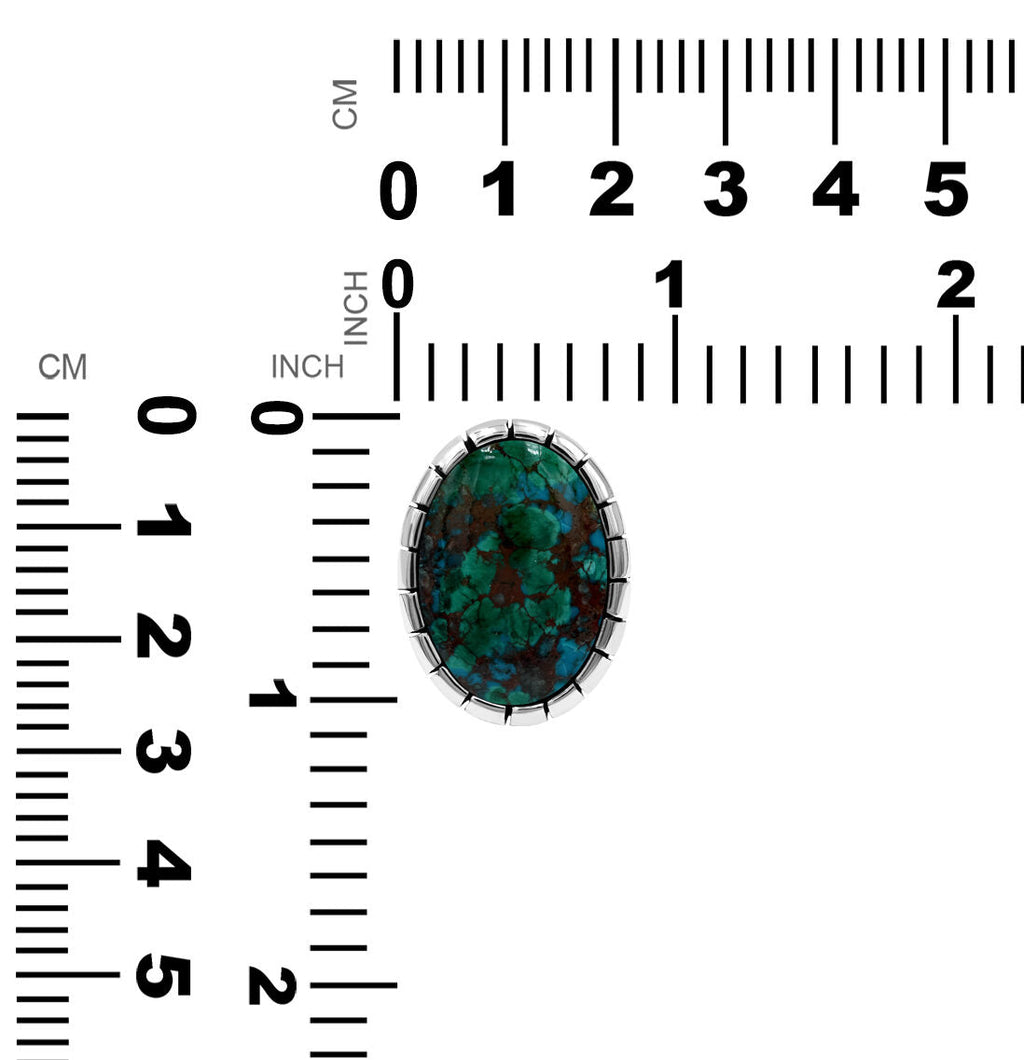 Starborn Chrysocolla Striped Bezel Ring with Bali Design Shank in Sterling Silver