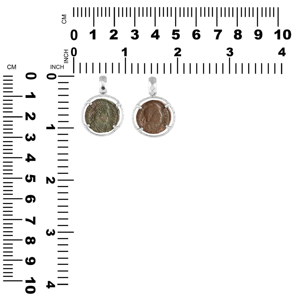 Starborn Roman AE Follis Bronze Coin Prong Set Pendant [80-220 AD] in Sterling Silver