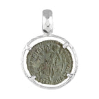 Starborn Roman AE Follis Bronze Coin Prong Set Pendant [80-220 AD] in Sterling Silver