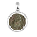 Starborn Roman AE Follis Bronze Coin Prong Set Pendant [80-220 AD] in Sterling Silver