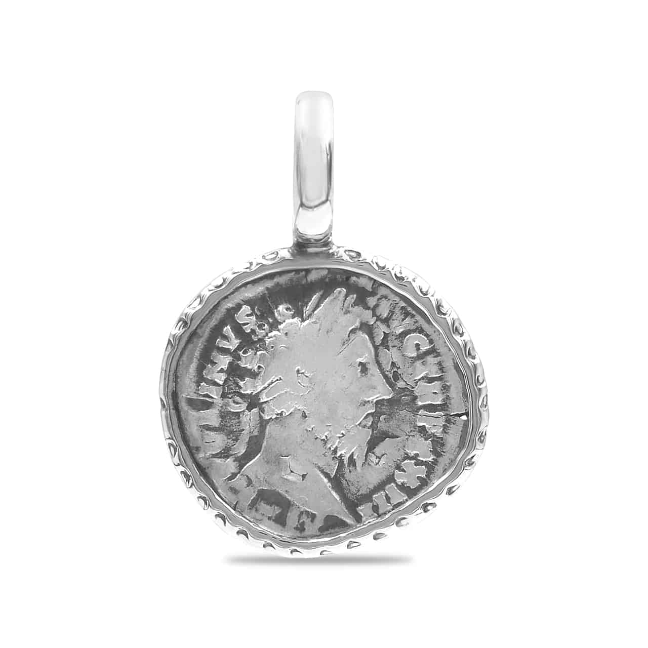 Starborn Roman Denarius Silver Coin Bezel Set Pendant [80-220 AD] in Sterling Silver