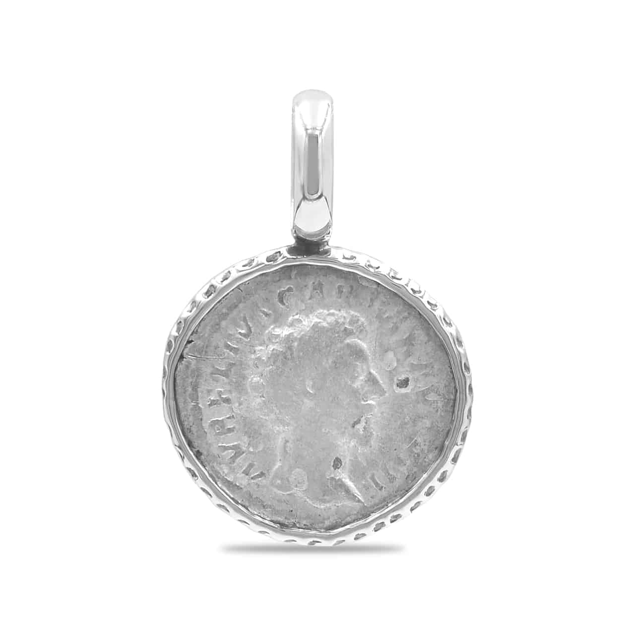 Starborn Roman Denarius Silver Coin Bezel Set Pendant [80-220 AD] in Sterling Silver