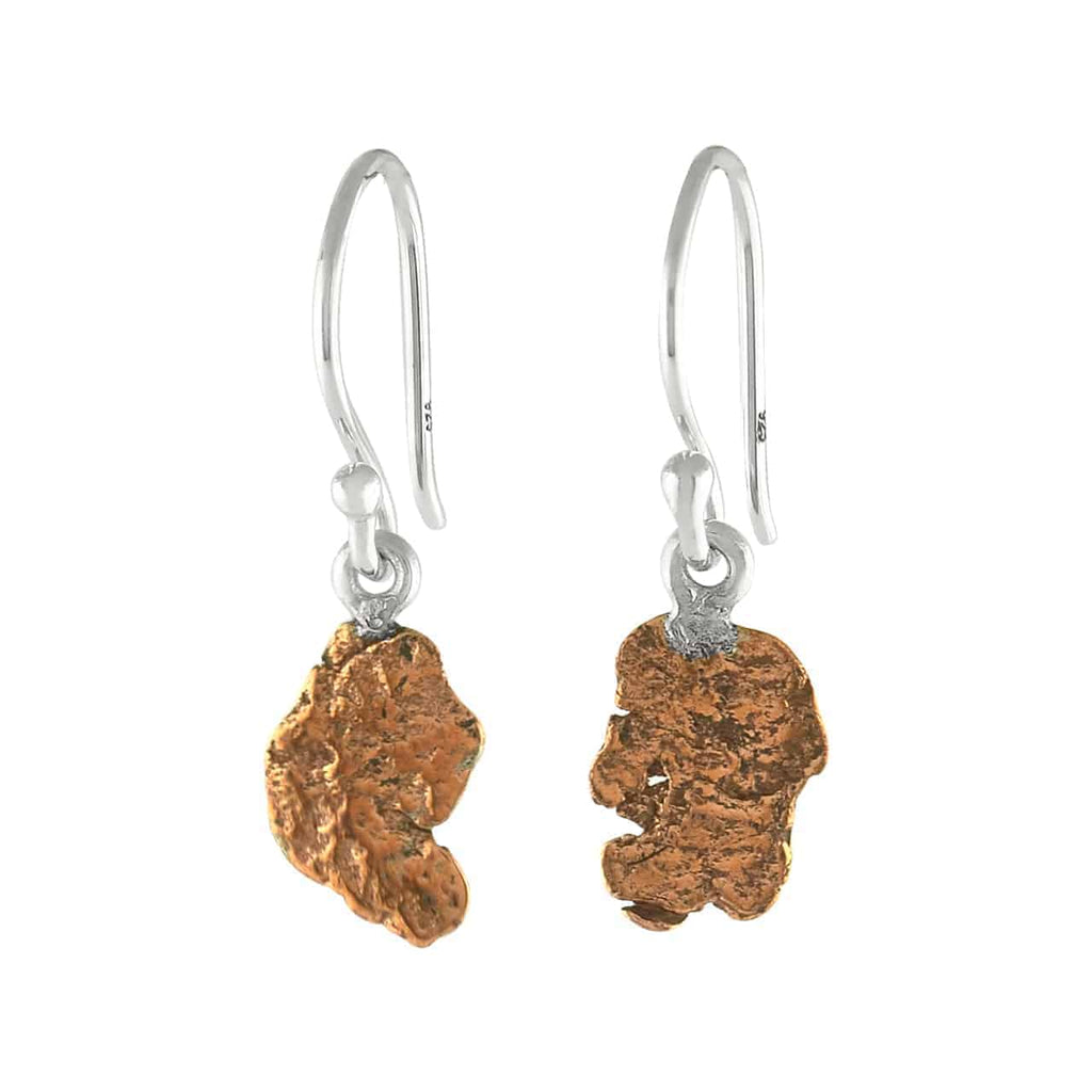 Starborn Copper Nugget Drop Earrings in Sterling Silver
