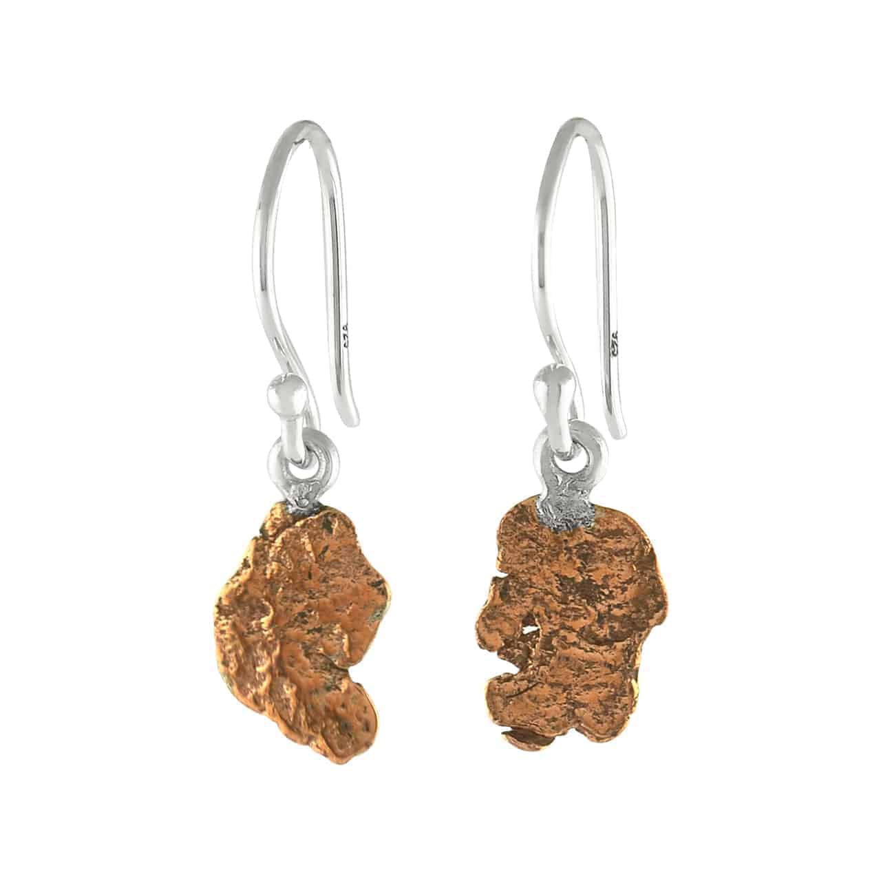 Starborn Copper Nugget Drop Earrings in Sterling Silver
