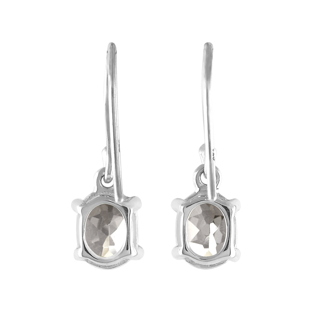 Starborn Danburite Faceted Oval Prong Set Dangle Earrings in Sterling Silver