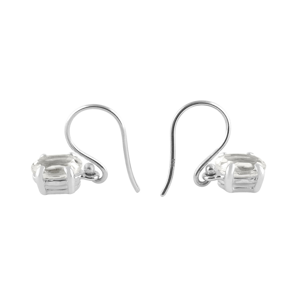 Starborn Danburite Faceted Oval Prong Set Dangle Earrings in Sterling Silver