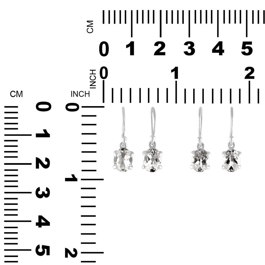 Starborn Danburite Faceted Oval Prong Set Dangle Earrings in Sterling Silver