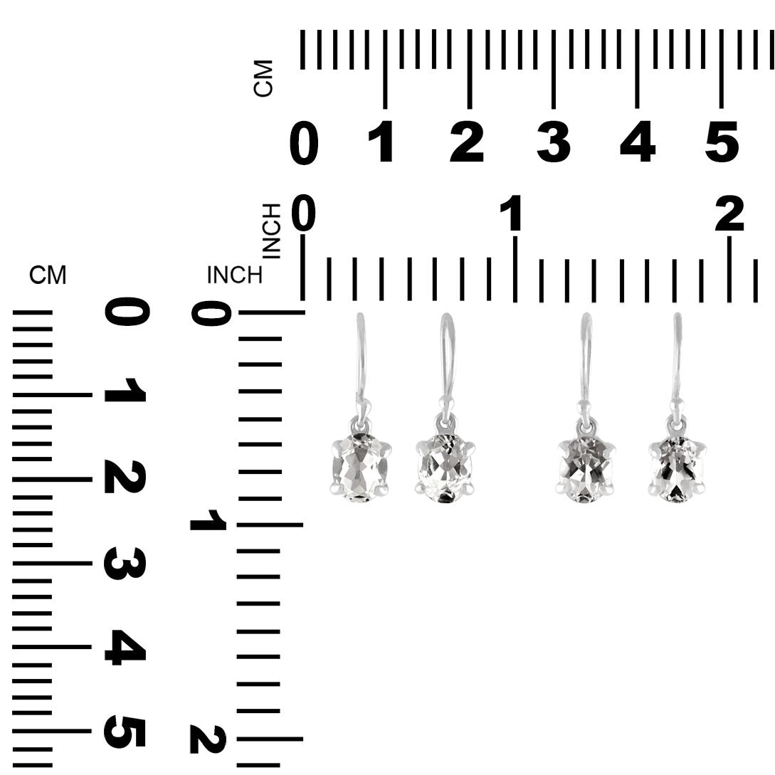 Starborn Danburite Faceted Oval Prong Set Dangle Earrings in Sterling Silver