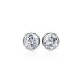 Starborn Danburite Faceted Round 4mm Bezel Set Post Style Earrings in Sterling Silver