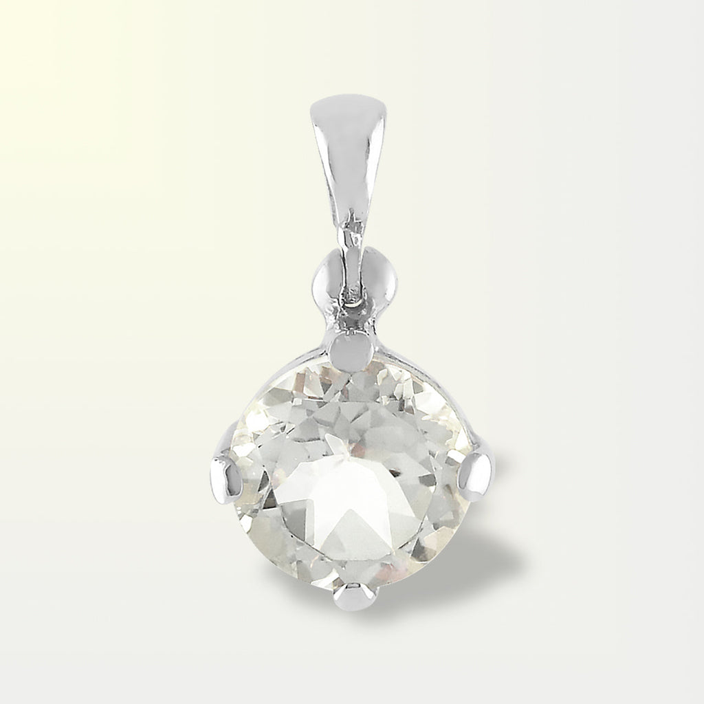 Starborn Danburite Faceted Round Pendant in Sterling Silver