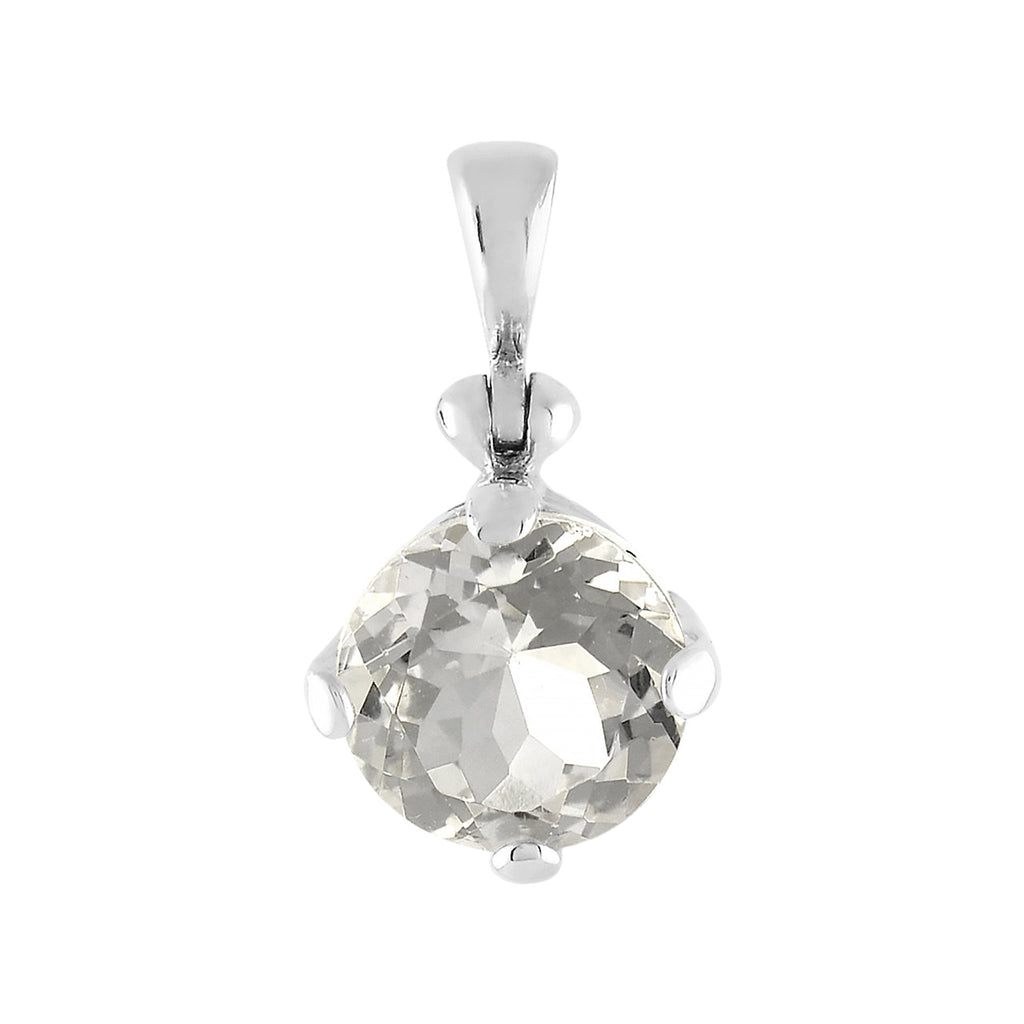 Starborn Danburite Faceted Round Pendant in Sterling Silver