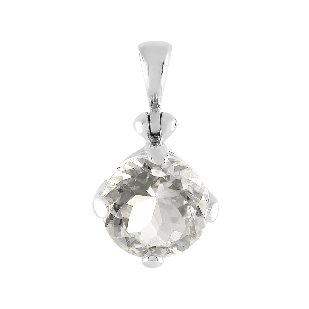 Starborn Danburite Faceted Round Pendant in Sterling Silver