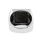 Starborn Fossil Dinosaur Bone Men's Ring with Octagram in Sterling Silver