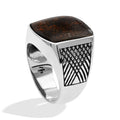 Starborn Fossil Dinosaur Bone Cushion-Shaped Men's Style Ring in Sterling Silver