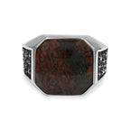 Starborn Fossil Dinosaur Bone Octagon Signet Men's Ring in Sterling Silver