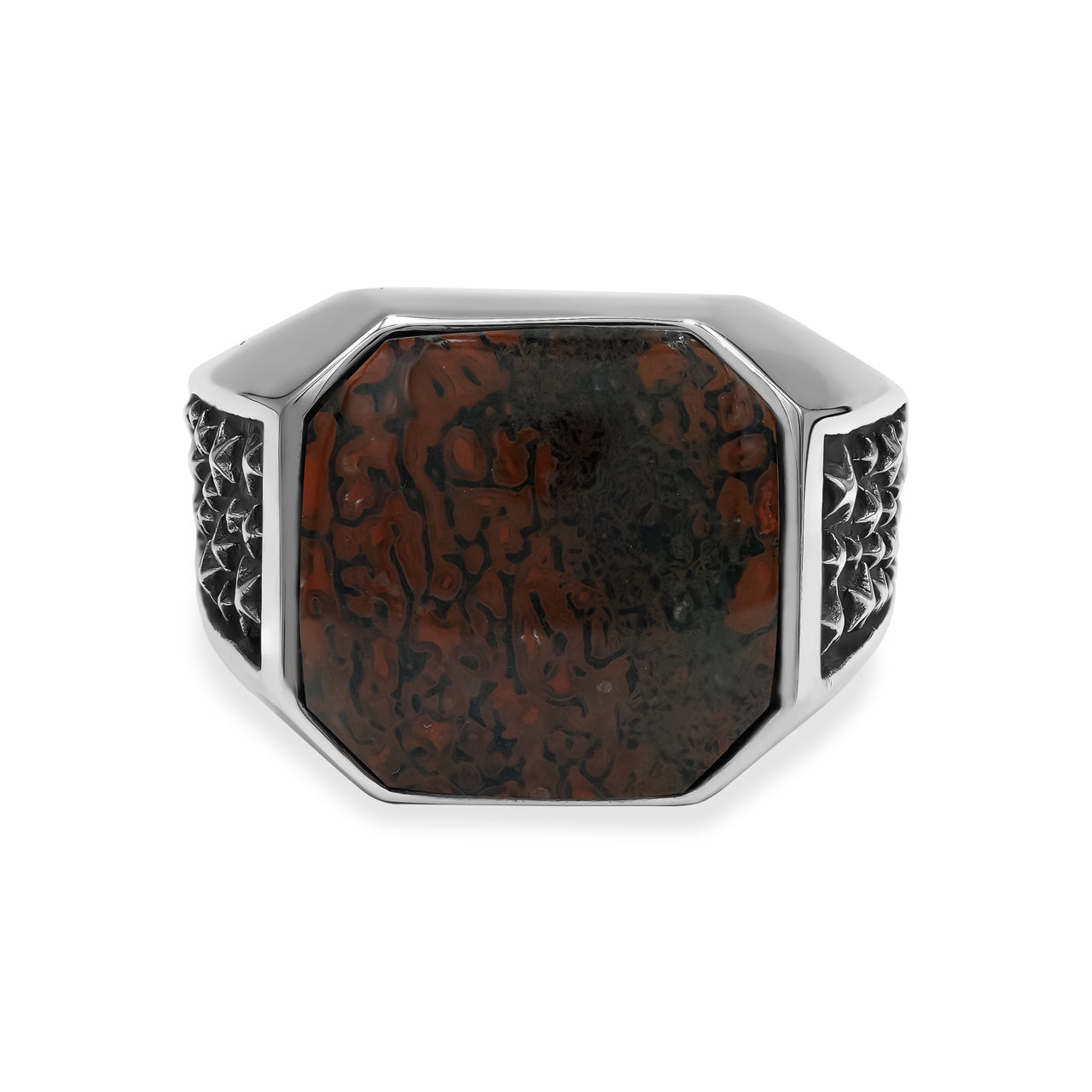 Starborn Fossil Dinosaur Bone Octagon Signet Men's Ring in Sterling Silver