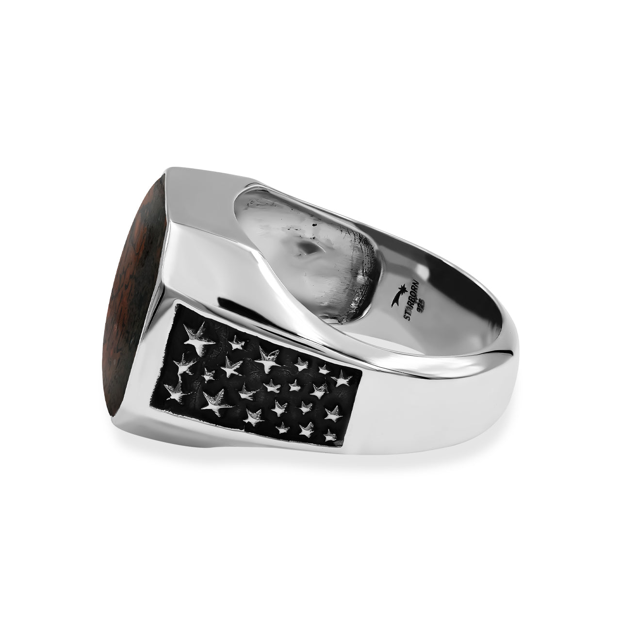Starborn Fossil Dinosaur Bone Octagon Signet Men's Ring in Sterling Silver