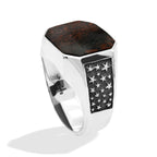 Starborn Fossil Dinosaur Bone Octagon Signet Men's Ring in Sterling Silver