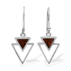 Starborn Fossil Dinosaur Bone Triangle Stacked Pendant and Earring Set in Sterling Silver