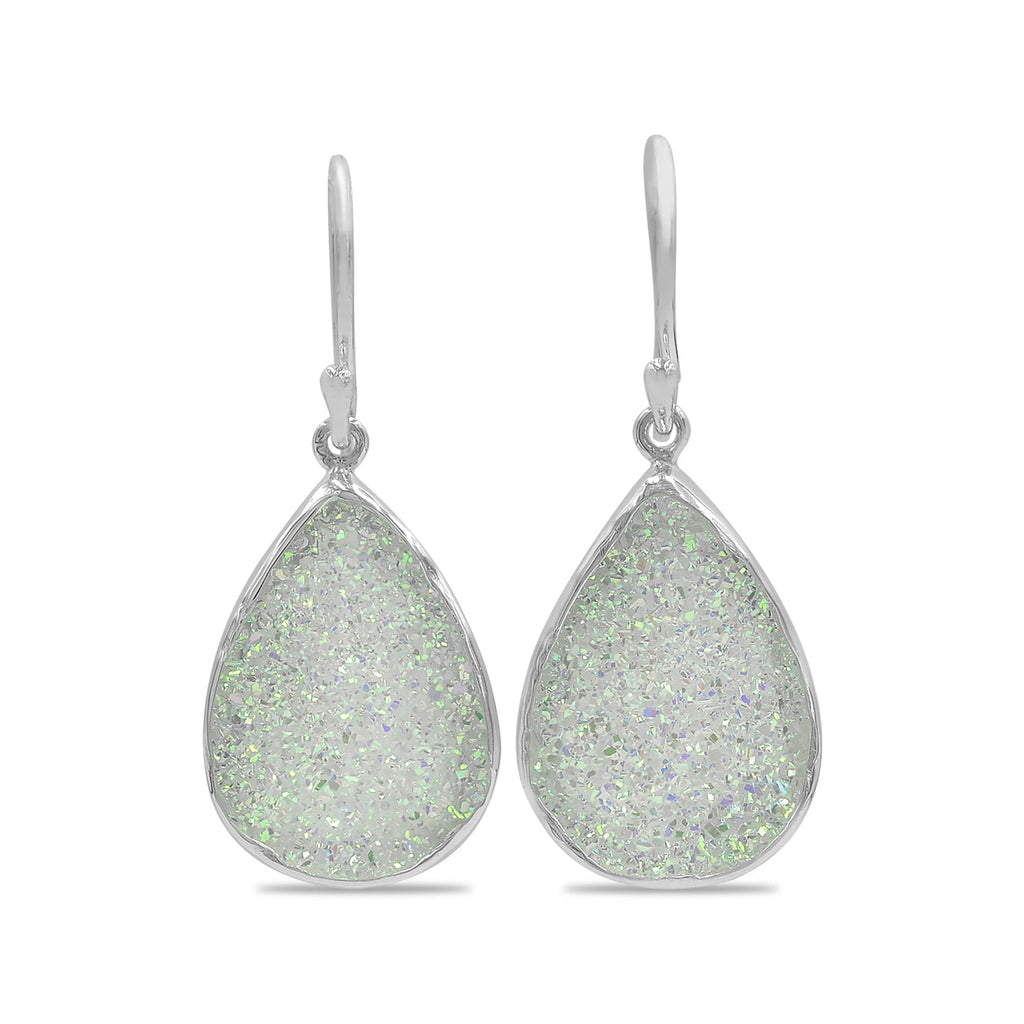 Starborn SI Opal Quartz Drusy Drop Earrings in Sterling Silver