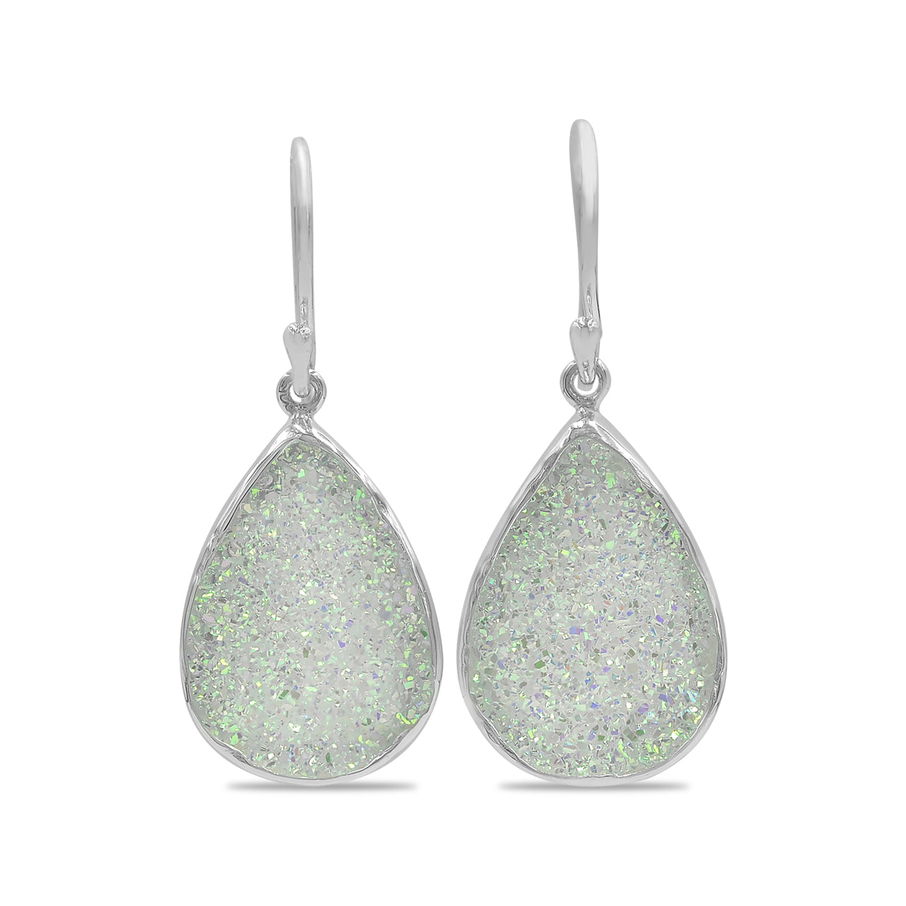 Starborn SI Opal Quartz Drusy Drop Earrings in Sterling Silver