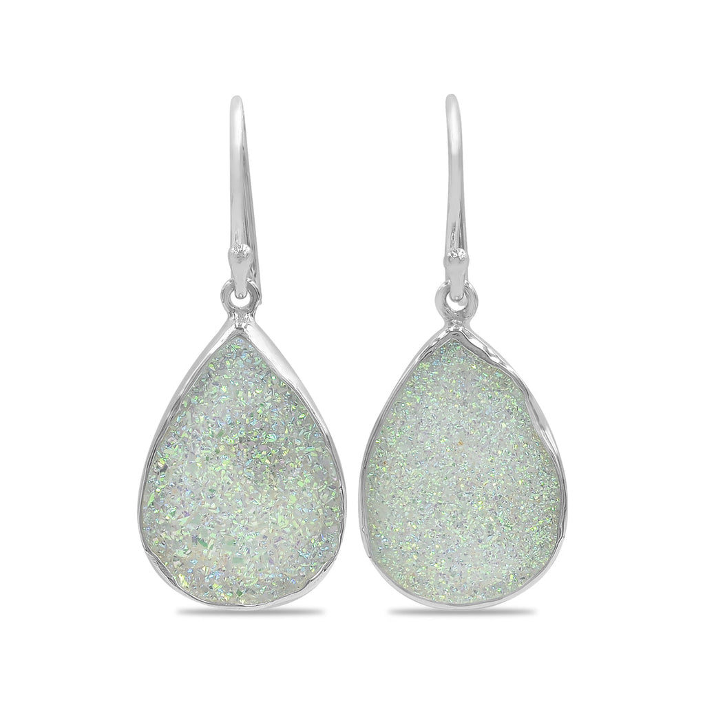 Starborn SI Opal Quartz Drusy Drop Earrings in Sterling Silver