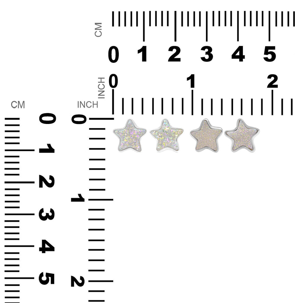 Starborn Drusy Quartz Star Post Earrings in Sterling Silver