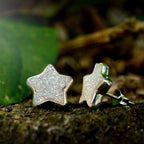 Starborn Drusy Quartz Star Post Earrings in Sterling Silver
