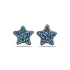 Starborn Drusy Quartz Star Post Earrings in Sterling Silver
