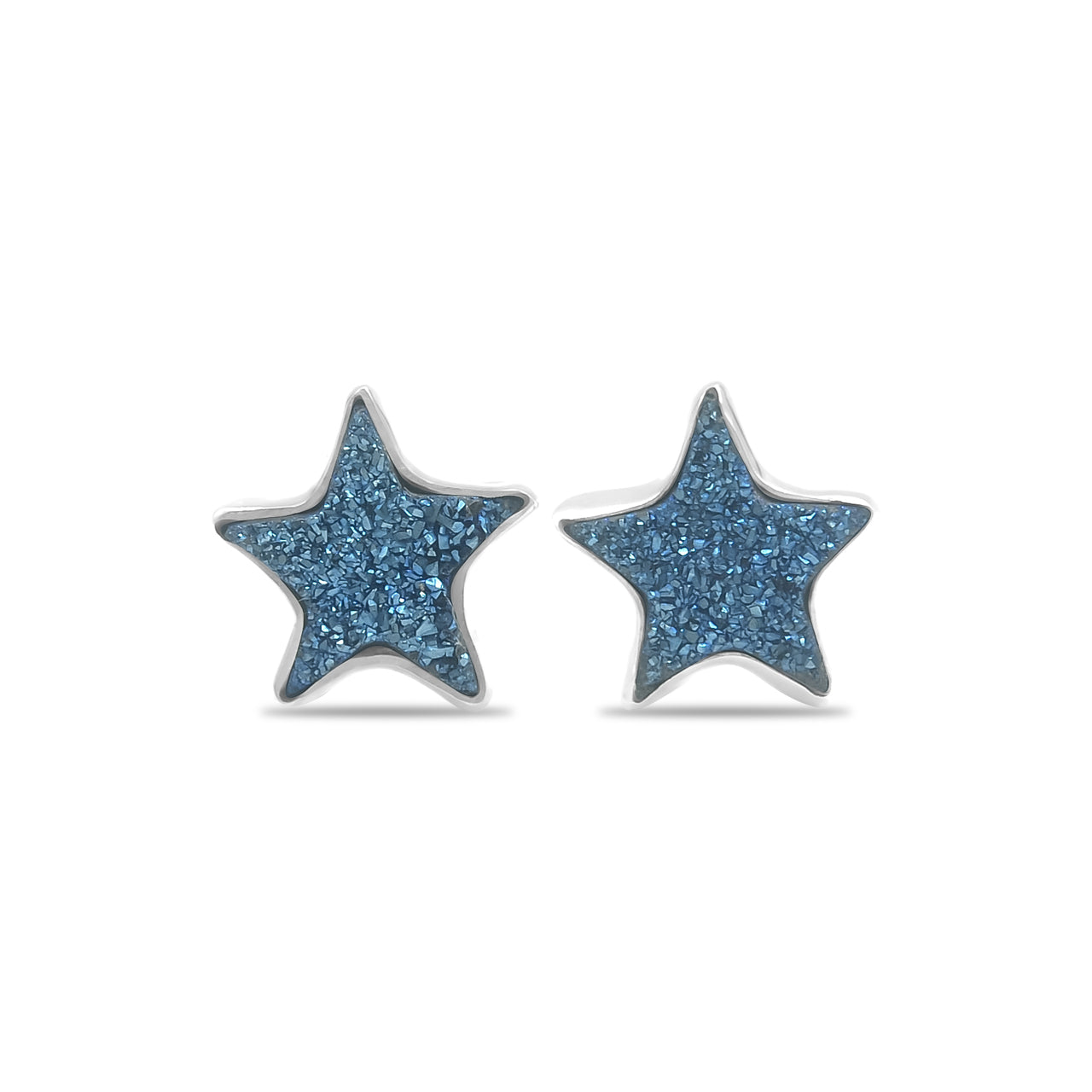Starborn Drusy Quartz Star Post Earrings in Sterling Silver