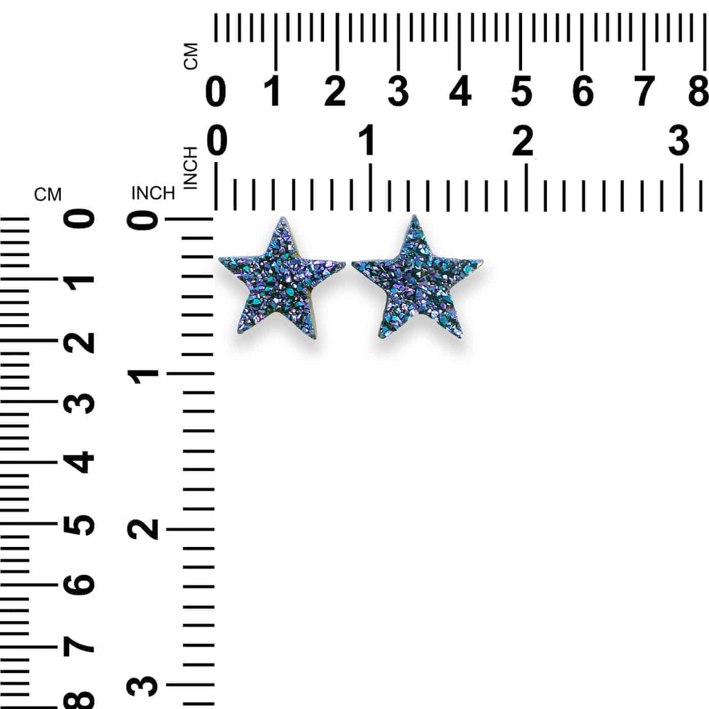 Starborn Peacock Purple Drusy Star Cabochons 20mm - 1 Pair