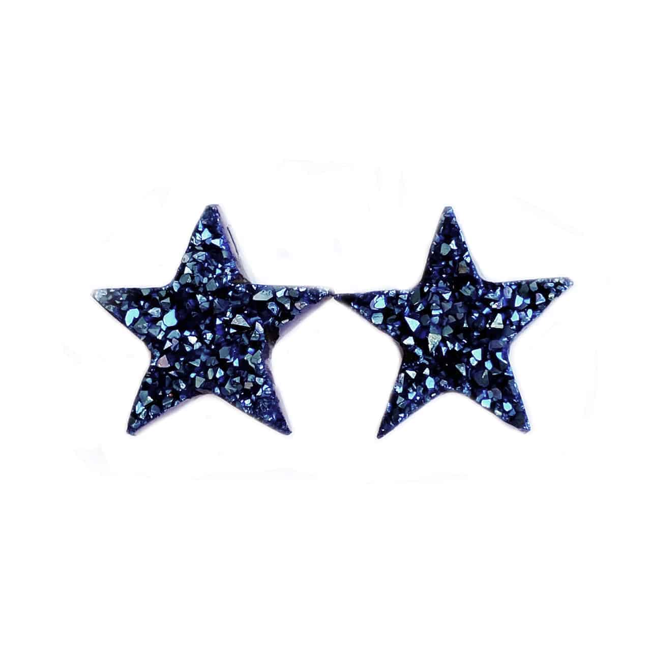 Starborn Drusy Blue Star Cabochons 20mm - 1 Pair