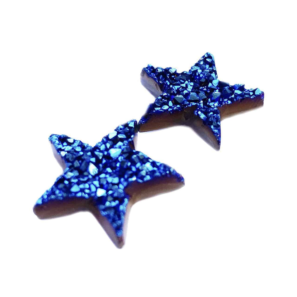 Starborn Drusy Blue Star Cabochons 20mm - 1 Pair