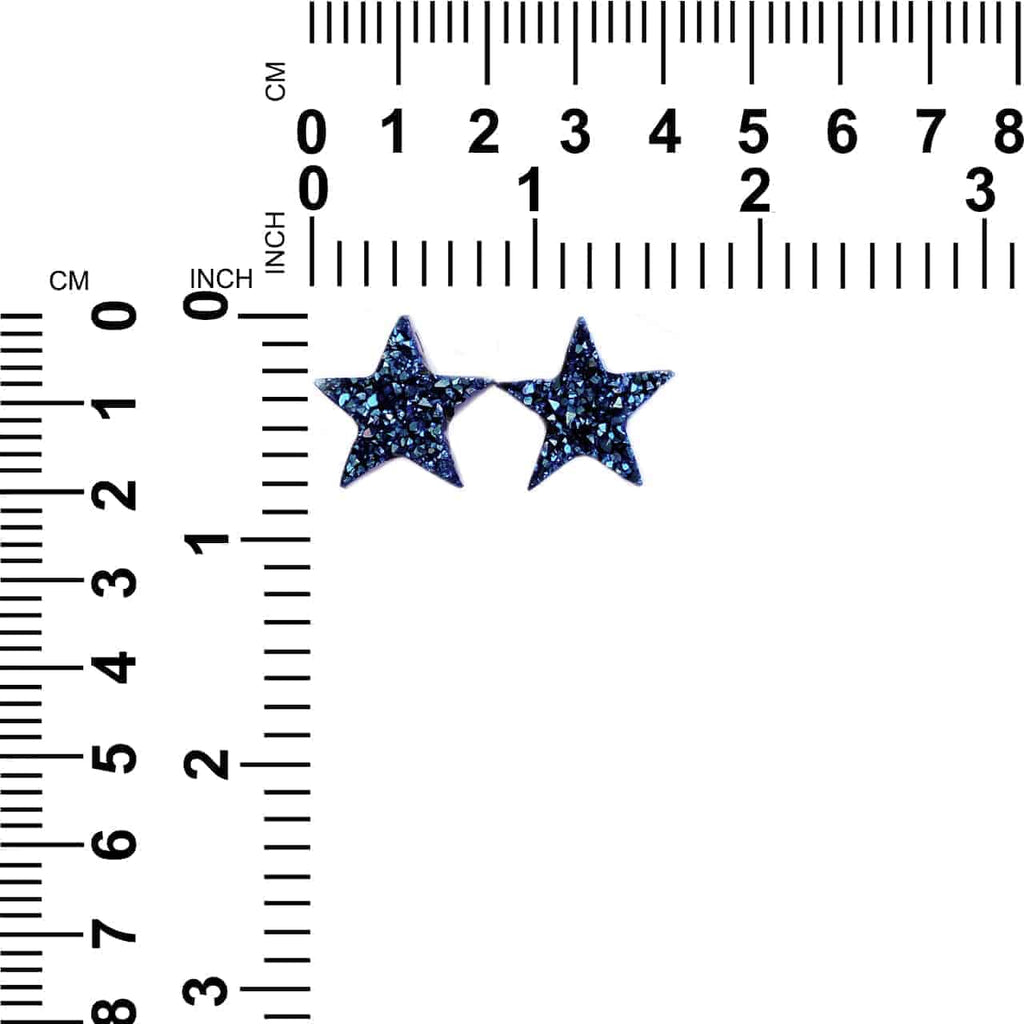 Starborn Drusy Blue Star Cabochons 20mm - 1 Pair