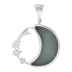 Starborn Quartz Drusy Crescent Moon Pendant with Starborn Logo in Sterling Silver