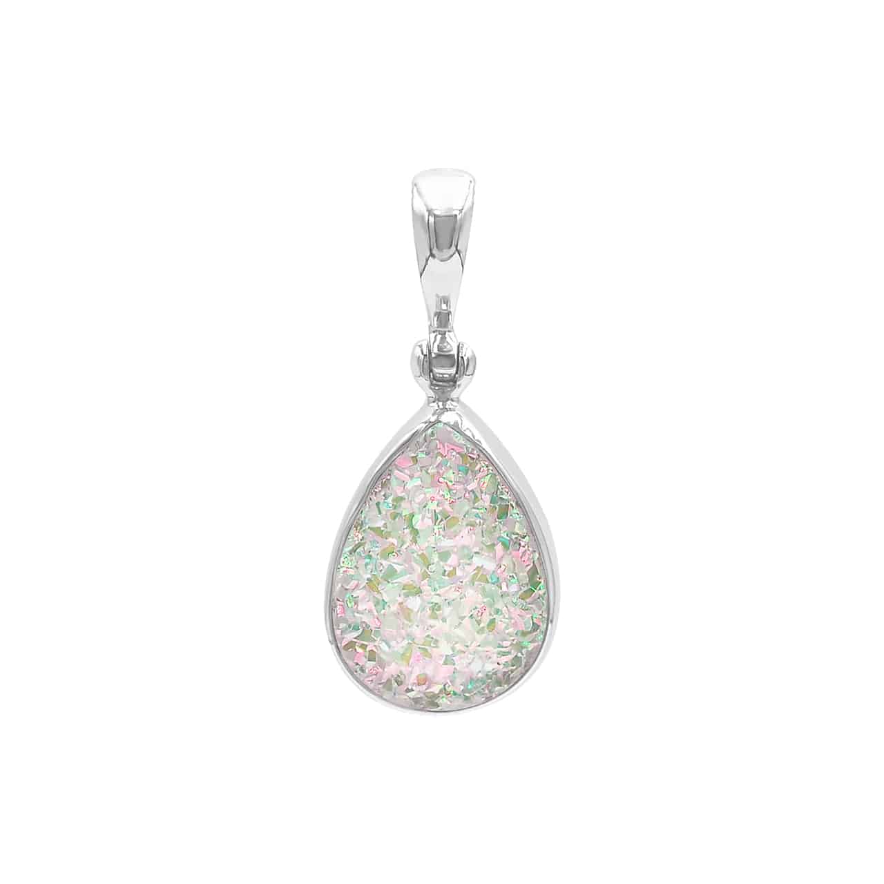 Starborn Creations Iridescent White Quartz Drusy Pendant in Sterling Silver