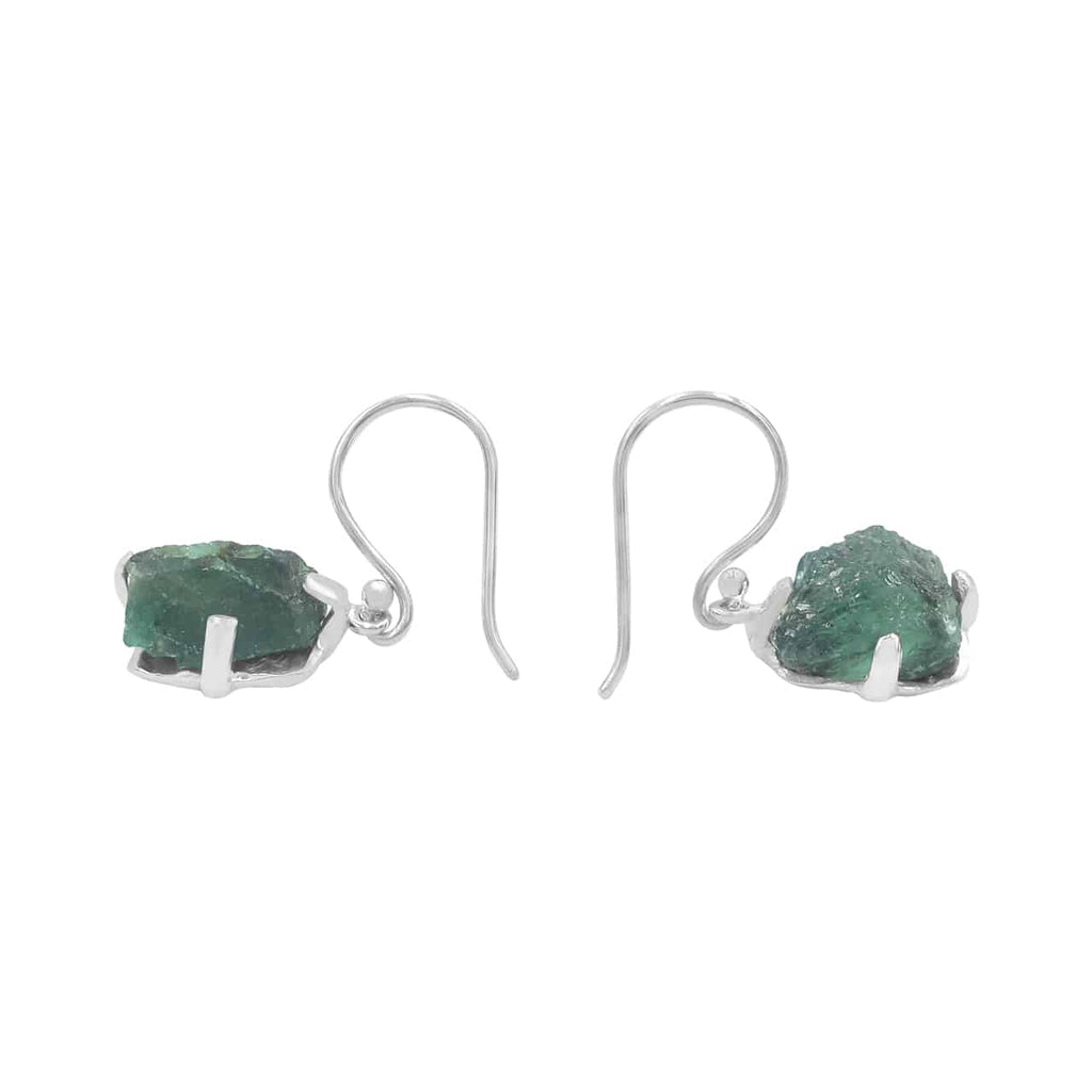 Starborn Emerald Crystal Drop Earrings in Sterling Silver