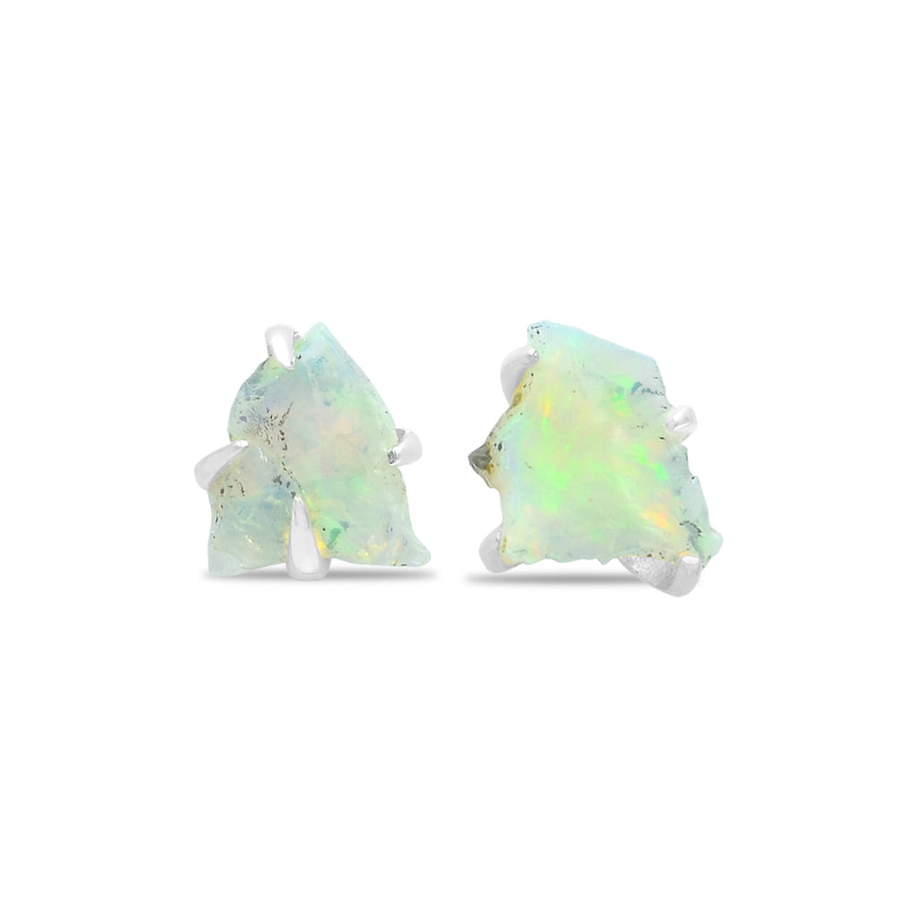 Starborn Rough Ethiopian Opal Post Earrings in Sterling Silver